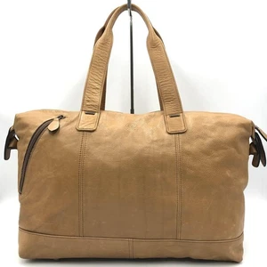 Yoshida Porter DONNEZ Boston Bag Leather Light Brown Men's From Japan - Picture 1 of 24