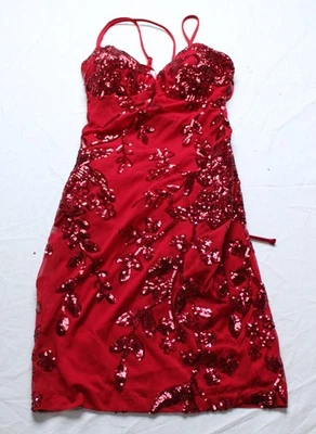 Mini Vestido Windsor Camila Para Mujer Lentejuelas Con Cordones Bodycon AC2 Rojo Pequeño Nuevo con Etiquetas  Foto 1 de 3