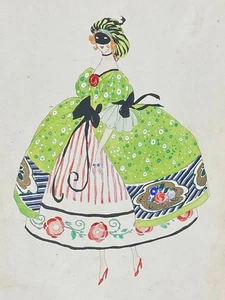 Pochoir Umberto Brunelleschi ? Pick Mangiagalli Carillon Magico mode carnaval - Picture 1 of 5