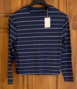 Women's NWT a new day Long Sleeve Navy Stripe Blouse - XS - Picture 1 of 4