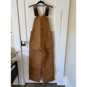 Berne unlined bib overall tan light brown 34x30 duck canvas triple stitched work - Picture 1 of 3
