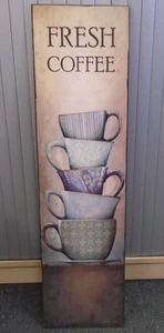 WOODEN Fresh Coffee Sign 76cm x 20cm - Picture 1 of 4