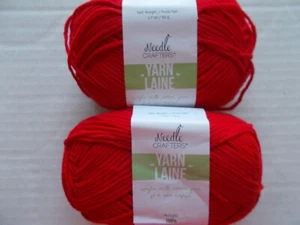Needle Crafters Acrylic Milk Cotton  yarn, Really Red, lot of 2 (87 yds ea) - Picture 1 of 2