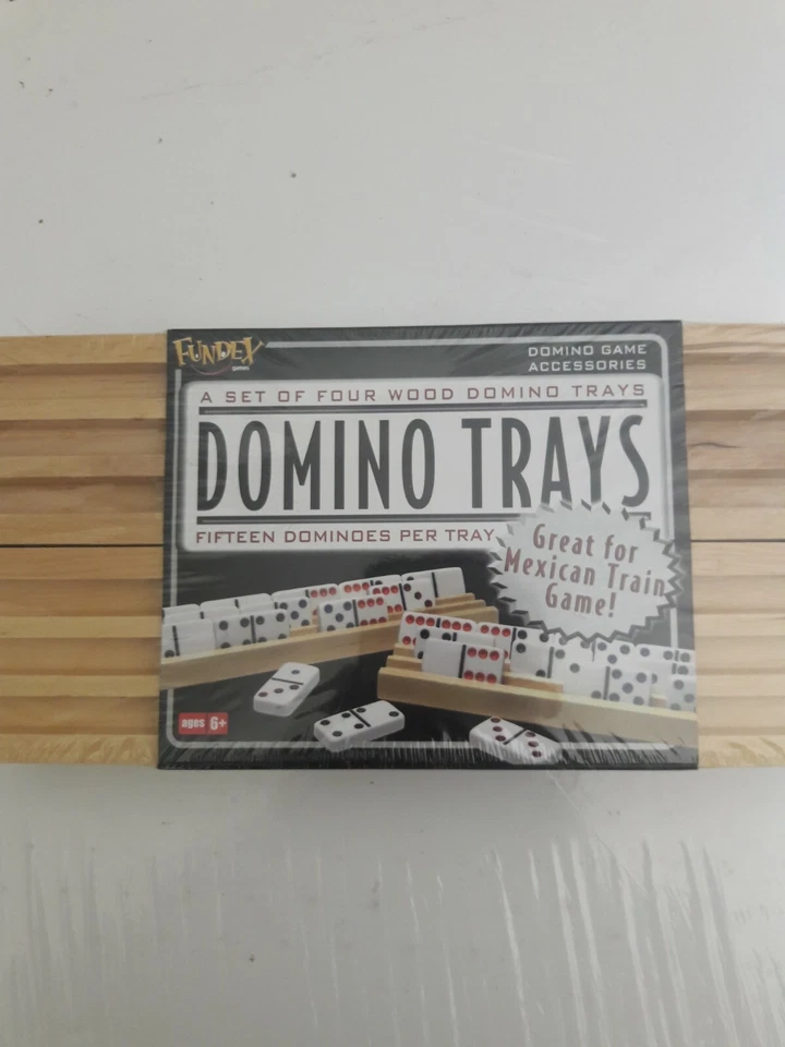 4 Fundex Solid Wood Domino Trays for Mexican Train Game Holds 15 per Tray