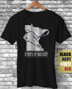 Minnesota State Of Hockey Hometown Sport Ice Skating Funny Gift Unisex T-Shirt - Picture 1 of 5