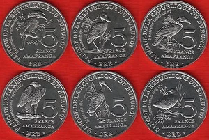 Burundi set of 6 coins: 5 francs 2014 "Birds" UNC - Picture 1 of 2