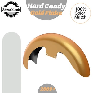 HARD CANDY GOLD FLAKE Fits 09+ Harley 19" Reveal Wrapper Hugger Front Fender - Picture 1 of 9