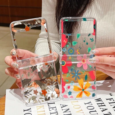 Pattern Case For Samsung Z Flip7 Flip6 Flip5 Flip4 Flower Shockproof Hinge Cover - Image 1 of 4