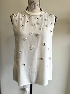 Anthropologie Vanessa Virginia Sheer Ivory Daisy Appliqué Blouse Shirt S - Picture 1 of 9