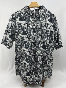 Ezekiel Men Blue White Splotches Button Up Short Sleeve - Picture 1 of 3