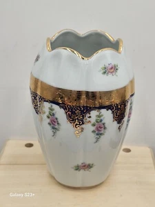 Vtg.Limoges Vase France 22 C Gilded 6" Porcelaine Imperia Cite Royal XVIII - Picture 1 of 5