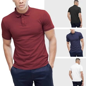 Mens Polo Shirts Casual DRY FIT SPORT 3XL POLYESTER Golf Tee Rugby Comfort - Picture 1 of 42