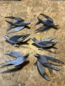 Vintage 1960's Hong Kong Plastic Bluebirds Ornaments Lot of 6 Christmas 3.5" - Picture 1 of 7