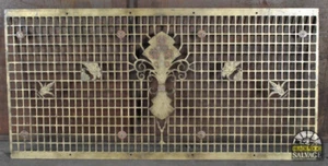 Return Grate with Brass Ornaments, Art Deco, 65" Wide, Architectural Salvage - Picture 1 of 12