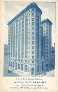 Elba Hausmittel Werbung Postkarte B & O RR Gebäude Baltimore 1906 Z8 - Bild 1 von 2