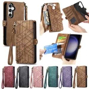 For Samsung A24 A14 A34 A54 A52 A72 A13 A32 A53 Zipper Wallet Phone Case Cover - Picture 1 of 18