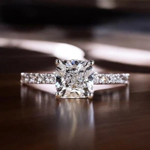 950 Platinum Wedding Ring 1.82 Ct IGI Lab Grown Cushion Cut Diamond Size 5 6 7 - Picture 1 of 15