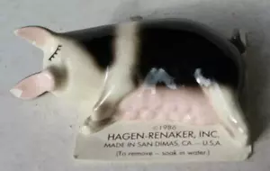 Pig Sleeping Figurine Hagen Renaker 1986 Ceramic Porcelain Hand Painted Card --- - Picture 1 of 1