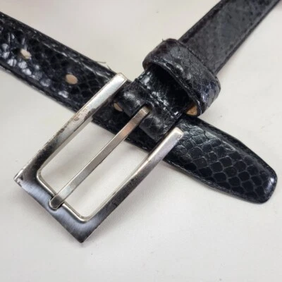 Fossil Leather Belt 30 M Snakeskin Skin Print Black BT228800102 — 第 1/4 张图片