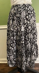 Jane Ashley Boho Peasant Festival Prairie Maxi Skirt Floral Tiered Sz Petite S M - Picture 1 of 11