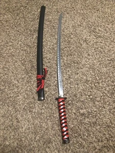 Samurai Sword with Black/White/Red Cord-Wrapped - Picture 1 of 4