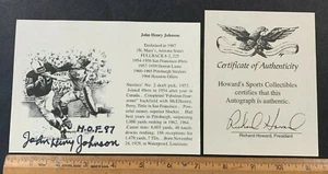JOHN HENRY JOHNSON SIGNIERTE "HOF 87" FOOTBALL HALL OF FAME 5 X 7" KARTE MIT COA 72221 - Bild 1 von 4