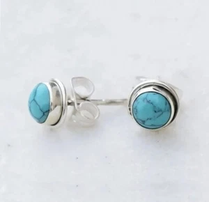 Silver and Blue crystal earrings - Stud Earrings - Turquoise Earrings - Picture 1 of 6