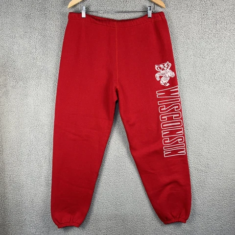 Vintage Discus Athletic Wisconsin Badgers Jogger Sweatpants Mens XL Puffy Print Cover