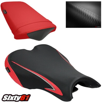 Triumph Daytona 675 Seat Covers 2006-2010 2011 2012 Luimoto Front Rear Black Red - Imagem 1 de 4