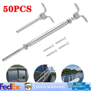 50 Stck. Edelstahl Spanner Hardware Kit für 3/16" Kabel Draht Geländer USA - Bild 1 von 10