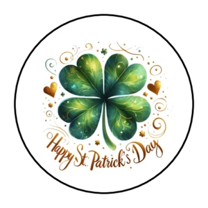 happy St Patrick's day Stickers, labels, tags, shamrock, clover envelope seals - Picture 1 of 2