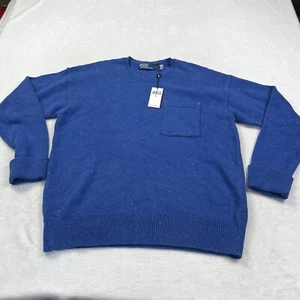 Polo Ralph Lauren maglione tasca petto polo country blu maculato cotone riciclato - Foto 1 di 12