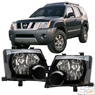 Black Headlights Headlamps Left and Right Side Fit 2005-2015 Nissan Xterra - Изображение 1 из 4