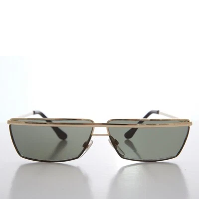 Futuristic Rectangle Gold Brow Sunglasses - Tilly - Image 1 of 3