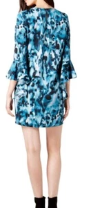 Bar III Etuikleid Minikleid Damen Large Blau Aquarell 3/4 Rüschenärmel Modern - Bild 1 von 12