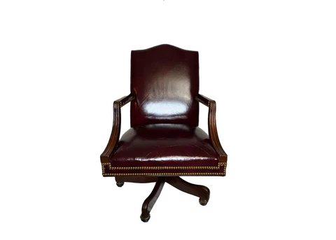 Hancock & Moore Vintage Burgundy Leather Executive Swivel Chair - Late 20th Cent Cover