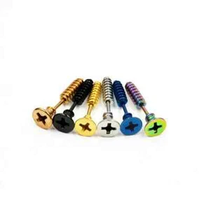 Screw Shape Fake Spike Taper Earring Ear plug Piercing Stretcher Cheater Steel - Picture 1 of 3