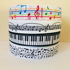 MUSIC Musical Piano Keyboard Notes Printed Cake Craft Gift Wrap Grosgrain Ribbon