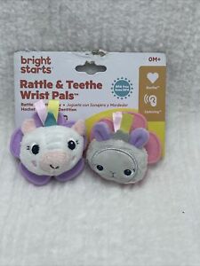 Bright Starts Rattle & Teether Wrist Pals Toy - Unicorn & Llama Flower
