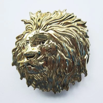Lion Head Gold-Plated Metal Belt Buckle - Image 1 of 2