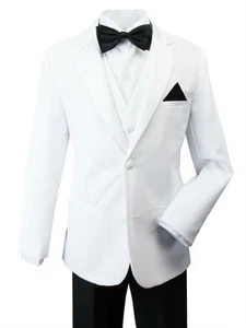 Boys Tuxedo Kids Children Toddler 6 Pcs Dress Party Suit Black Pants All Sizes - Picture 1 of 3