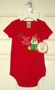 ONE-PIECE RED CHRISTMAS BODYSUIT by Nursery Rhyme (100% cotton) sz 9 m  - Picture 1 of 1