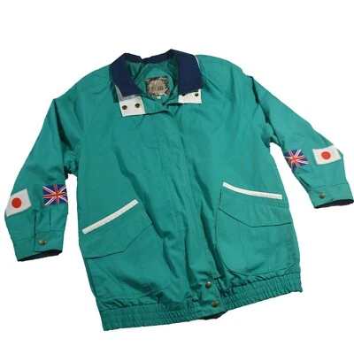 Chaqueta vintage Fleet Street para mujer verde banderas patrióticas cremallera completa talla grande Foto 1 de 4