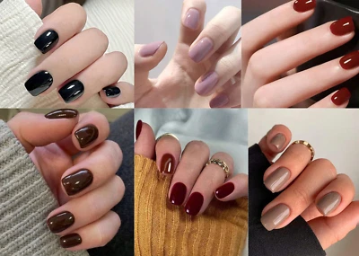 ELEGANCE NAILED 24X Short Square False Nails. Full Cover Fake Nail Tips. Many Colours UK SELLER