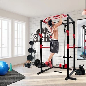 Power Rack Cage Multifunctional LAT Pulldown System Bench Gym Training Workout - Picture 1 of 7