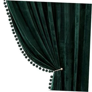 Green Velvet Curtains for Bedroom Window with 52"W x 96"L (Pack of 2) A-green - Picture 1 of 7