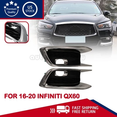 For 2016-2020 Infiniti QX60 Front Bumper Fog Light Grille Left+Right Bezel Trim - Image 1 of 4
