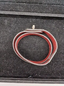 Hermes Kelly Double Tour Leder Armreif Armband rot silberfarben Damen - Bild 1 von 5