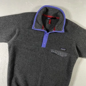 Pullover vintage anni 90 Patagonia Synchilla Snap T uomo piccolo pile grigio USA outdoor - Foto 1 di 13