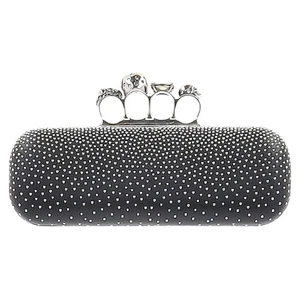 Pochette Alexander McQueen borchie teschio nocche scatola in nappa nera - Foto 1 di 8